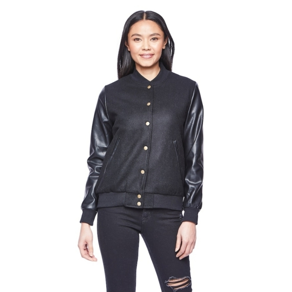 Hilary Macmillan Feminist Varsity Jacket in Black Sz S - Picture 2 of 7